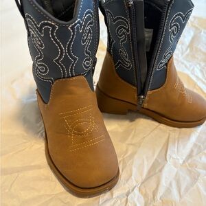 Kids Western Boots - Brown and Blue